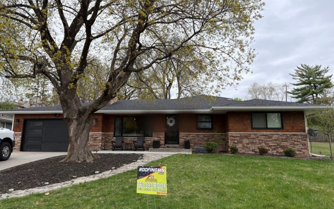 New roof on a mid-century brick rambler in Edina by Ascension Roofing & Siding