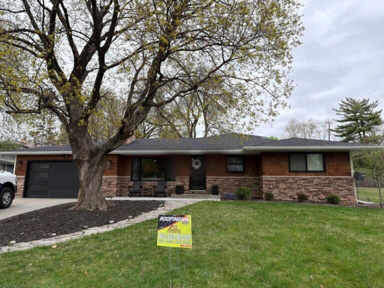 New roof on a mid-century brick rambler in Edina by Ascension Roofing & Siding